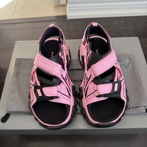 Balenciaga Pink and Black Sporty Sandals